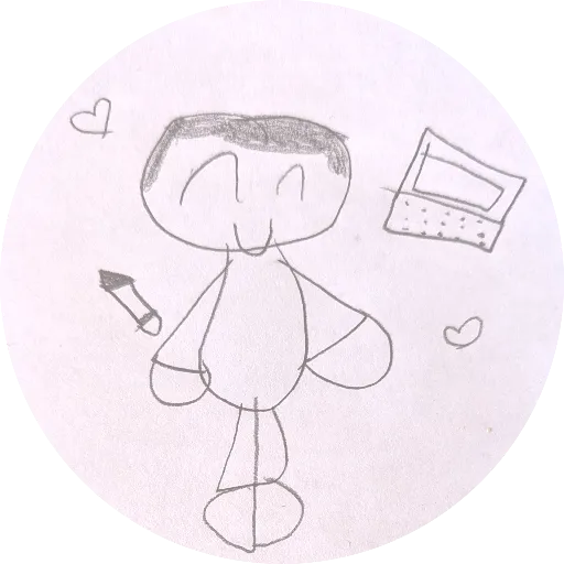 A drawing of me loving my work, from my daughter